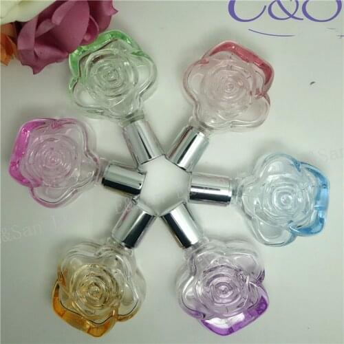 Fashion Roses Shape Perfume Bottle Glass SprayEmpty Bottle, 30cc Empty Glass Perfume Bottle Atomization Atomizer 30ml