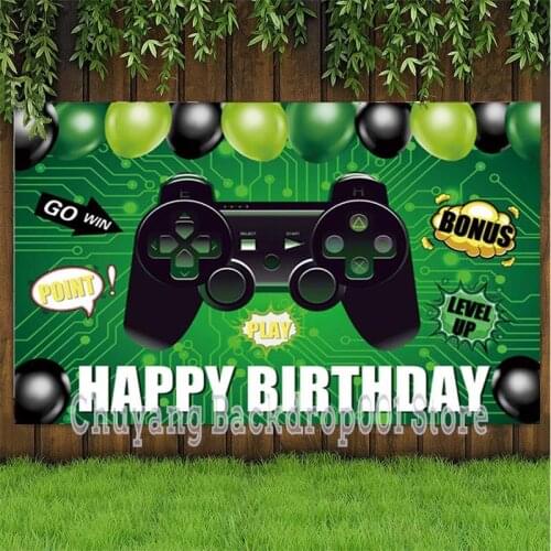 Video Game Party Backdrop Welcome Sign Happy Birthday Photography Background Photo Studio Decorations Supplies