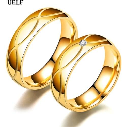 Uelf Super Fine Smooth Rings Titanium Stainless Steel Material Simple Style Fashion Women Jewelry Wedding Engagement Party Gift