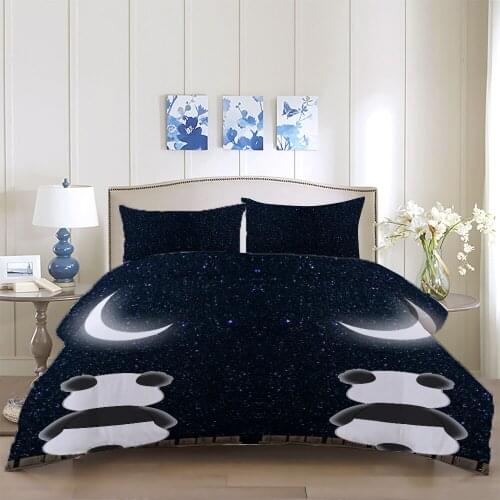 3D Duvet Cover Set Cartoon Panda Black Single Double Bedding Set Twin Full Queen Super King Bed Linen Kid Quilt Cover Pillowcase