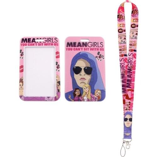 MD581 DMLSKY Cartoon Girls Lanyard Keychain keys Badge ID Mobile Phone Rope Kids Gifts Lanyard With Card Holder Cover