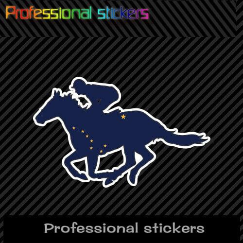 Alaska AK Racing Horse State Flag Sticker Die Cut Vinyl Jockey Equestrian Race PVC Waterproof Stickers