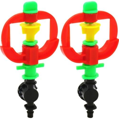 MUCIAKIE 2PCS New Garden Irrigation 360 Degrees Rotating Sprinkler 1/4'' Barb Anti-drip Device Hanging Micro Drip Spray Nozzle