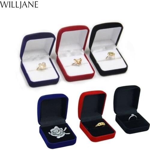 Wholesale Ring Packaging Box Black Velvet Jewelry Display Storage Foldable Case For Wedding Ring Valentines Day Gift Organizer