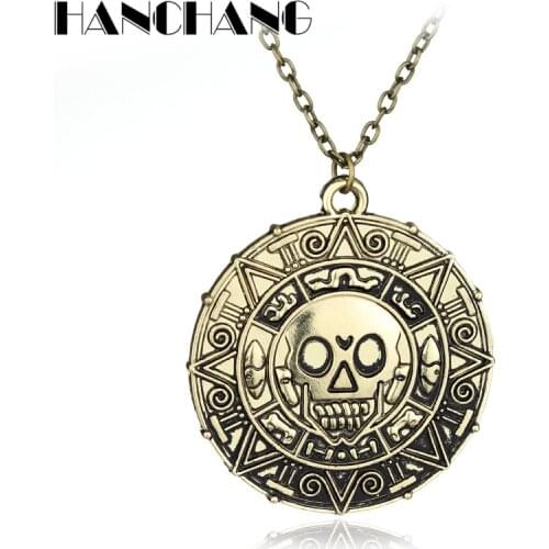 Pirates Of The Caribbean Necklace Jack Sparrow Coin Pendant Necklace Vintage accessories Necklace for men women jewelry