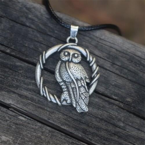 Norse Celtics owl necklace pentagram and moon