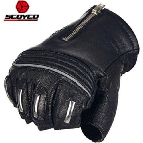 2018 Summer New SCOYCO Half Finger Motorcycle Racing Gloves MC25 goat skin Motorbike Riding Glove with Reflective strip Non-slip