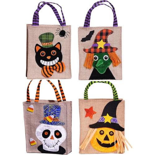 Halloween Gift Bag Pumpkin Black Cat White Ghost Witch Candy Bag Cute Gift Cloth Bag Ghost Festival