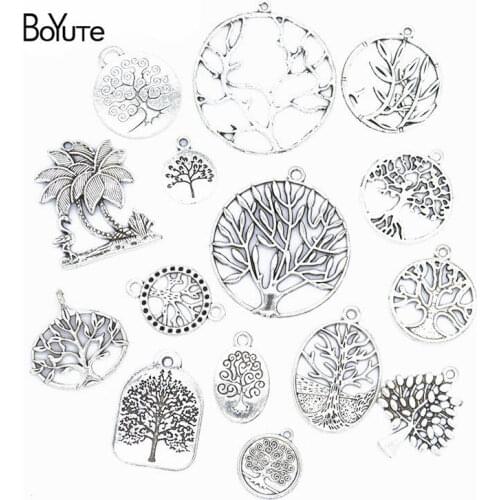 BoYuTe Factory Direct Wholesale Mix 15 Styles Tibetan Silver Tree Life Pendant Diy Metal Alloy Jewelry Accessories