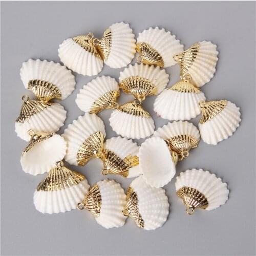 10pcs 18-30mm White Natural Shell Pendants Charms Fan Shape Necklace Pendant for Jewelry Making Earring Necklaces Accessories