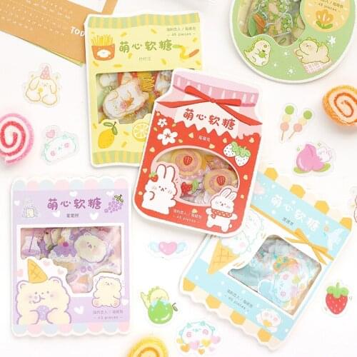 Cartoon and Dolls Pattern PVC Stickers, Cute Korean Style Adhesives, Kawaii Diary Decoration, Aesthetic Stationery, 45 Pie