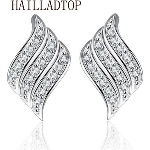 Christmas Earrings Creative Cute Angel Wings Crystal Ear Stud Earrings Silver Plated Wing Shaped Elegant Ear Pierecing Jewelry