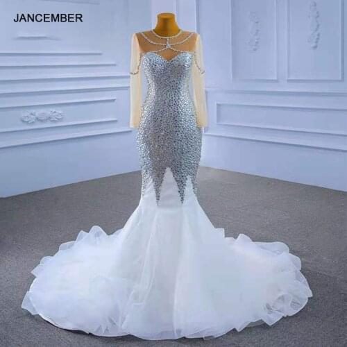 RSM67328 Luxury Mermaid Wedding Dress Heavy Handmade Tulle Perspective Sexy Bridal Gown Vestidos De Quinceaneras Baratos