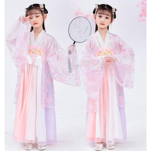Fairy Hanfu Dress Kids Girls Chinese Folk Dance Performance Cosutme Oriental Wear Cosplay Princess Dress Stage Outfit DNV14191