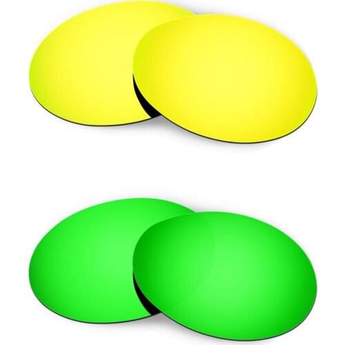 HKUCO For Romeo 1.0 Sunglasses Replacement Polarized Lenses 2 Pairs - Gold & Green