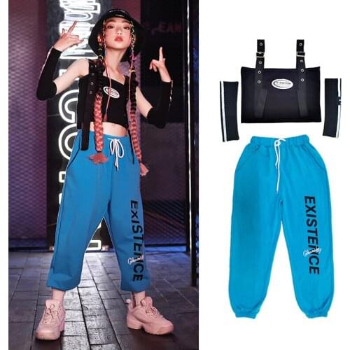 Jazz Dancing Performance Clothing For Girls Summer Street Dance Outfit Streetwear Loose Sweatpants Catwalk Show Wear VDB3626
