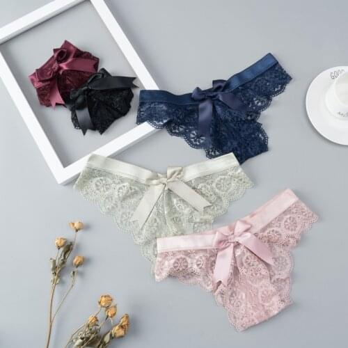 3Pcs/set Lace Panties Women Fashion Girls G String Comfortable Transparent Lingerie Womens Underpants Low Waist T-back Thong