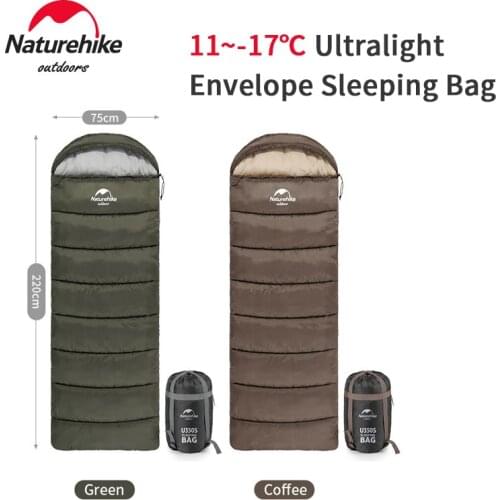Naturehike 11~-17℃ Ultralight Envelope Sleeping Bag Spliced Cotton 3 Seasons 2 Persons Outdoor Travel Sleeping Bag NEW U Series