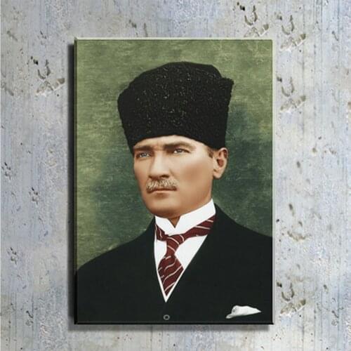 Ataturk Kalpaklı Suits Portrait (60x80 Cm) Canvas Table Tbl1198
