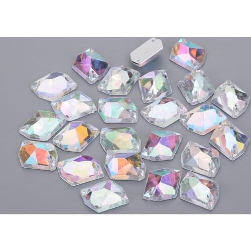 TPSMOC 14*17mm Ice shape AB crystal color sew on rhinestone with two holes use for wedding dress shoes bags