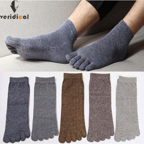 VERIDICAL Colorful Cotton Ankle Five Finger Socks Man Novelty Soft Fashion No Show Socks With Toes Vintage Breathable EU 38-44