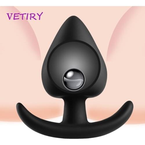 VETIRY Silicone Anal Plug Metal Balls Insides Anal Beads Trainer Prostate Massager Butt Plug Sex Toys For Women Men Masturbation