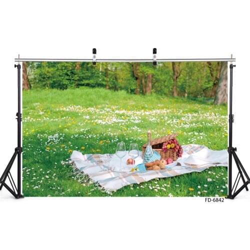Spring Grassland Flowers Picnic Photography Backgrounds Vinyl Cloth Backdrops for Children Baby Dolls Photocall Photo Studio
