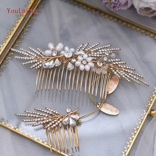 YouLaPan HP01 Wedding Hair Accessories Golden Pearl Bridal Hair Accessories Wedding Jewelry Sets Floral Bridal Hair Combs Clips