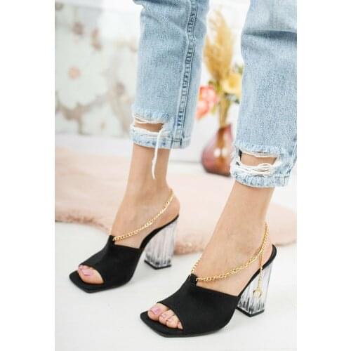 Womens Black Shoes High-Heeled Slippers 2021 Fashion Elegant Design