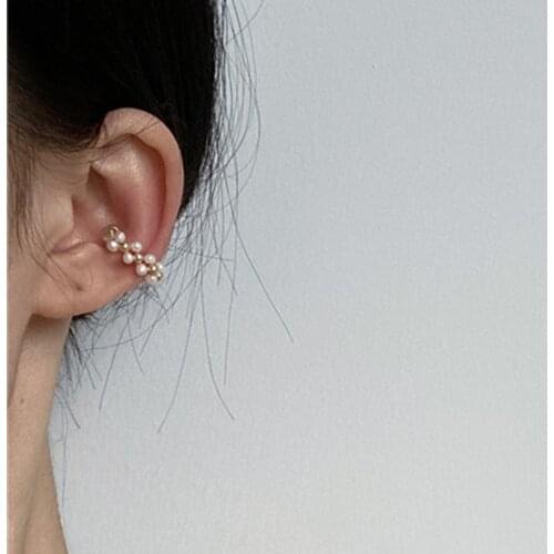 Elegant Imitation Pearl Gold Color Beads Twisted Chain Circle Magnetic Clip Earrings Women Magnet Earcuff Earring No Piercing