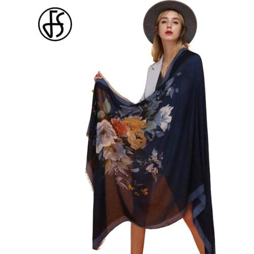 FS Foulard Femme Floral Print Cotton Linen Hijab Scarf Scarves Women Ladies Long Winter Pashmina Shawls Wraps Thin Satin Autumn