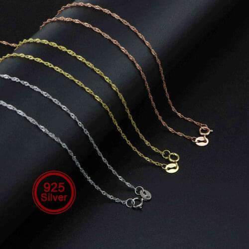 1Pcs 1.9MM Thick 16-22Inches Rose Gold Plated Solid 925 Sterling Silver Twisted Chain Necklace DIY Supplies Findings 1320009