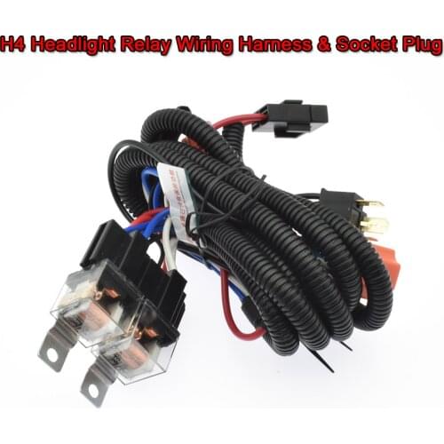 12V/24V 7'' H4 Headlight 2 Headlamp Relay Wiring Harness Car Light Bulb Socket Plug For Car Auto Headlight