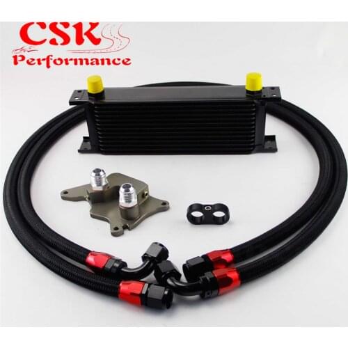 13 Row 248mm AN10 British Oil Cooler Kit Fits For BMW Mini Cooper R56 Supercharger Black/Silver