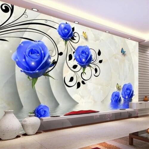 Beibehang papel de parede 3d Custom wallpaper blue roses wall paintings Living room papel de parede infan health 3d wallpaper