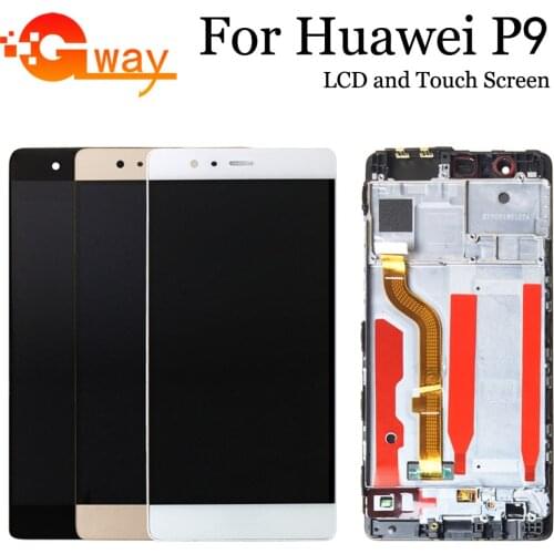 5.2'' Original Test LCD For Huawei P9 LCD EVA-L09 L19 L29 LCD Display + Touch Screen Digitizer Assembly Replacement with frame