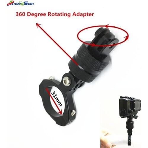 Anordsem Aluminum Accessories Mount 360 Degree Rotating Adapter With Bike Cycle Handlebar Clamp For Gopro Hero7 6 3 3+ 4 5 Yi 4k