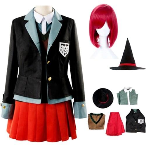 Danganronpa Magician Yumeno Himiko Girl Uniform Cosplay Costume Anime Skirt Suit Red Wig Magic Hat Set
