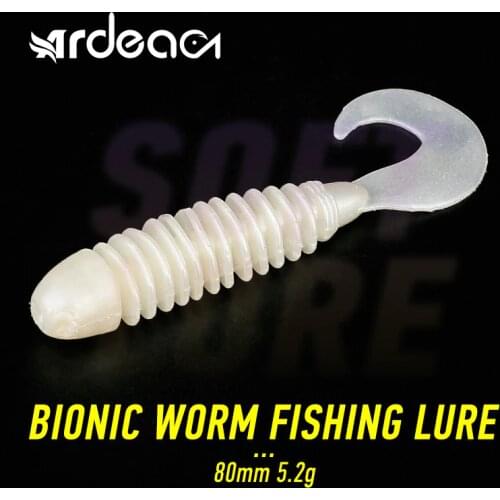 Ardea Soft Lure Worm 80mm 5.2g 4pcs Spiral Silicone Bait Curly Jigging Lures Swimbait Bass Pike Spinner Pesca Fishing Tackle