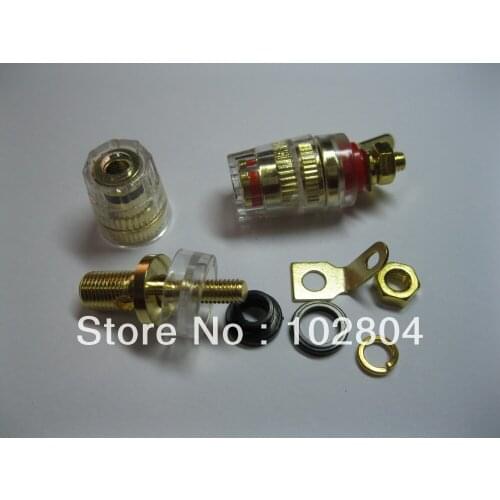 Audio Speaker Cable Binding Post Connector Gold Plated Screw Type 32mm 2 colors Red & Black 150pcs per lot