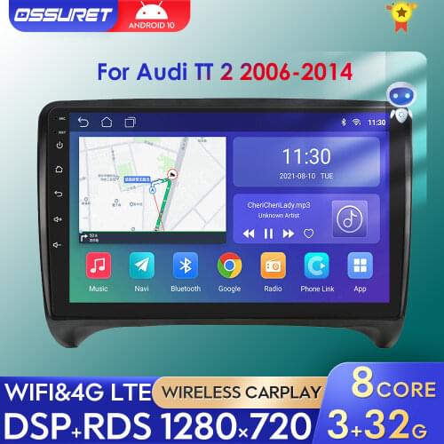Android 10 Car Radio For Audi TT MK2 8J 2006-2012 2DIN Auto Audio Car Stereo GPS Navigation Screen Multimedia Autoradio player