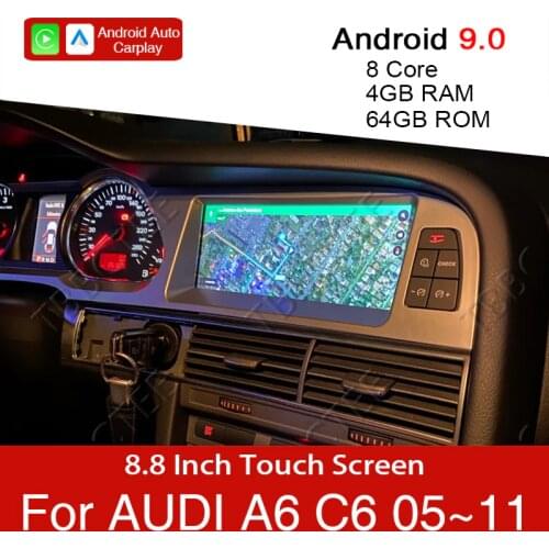Android 9.0 4+64GB Car Multimedia Player For Audi A6 C6 4f 2005~2011 Car GPS Navigation touch monitor for CarPlay android auto
