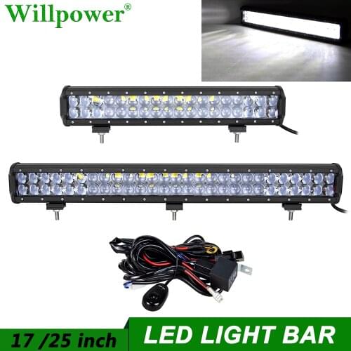 Car Offroad 4D Projector Lens 17" 25" LED Work Light Bar For Jeep 4WD Truck 4x4 Pickup ATV SUV Combo Driving Lamp Spotlight