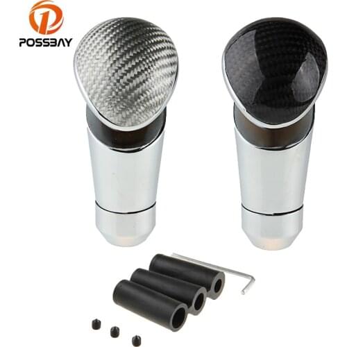 POSSBAY Car Gear Shift Knob Universal Aluminum Carbon Fiber Gear Stick Shift Shifter Lever Knob Manual Transmission