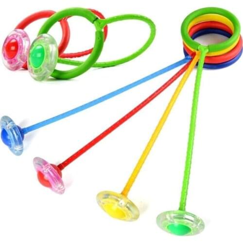Children Glowing Bouncing Balls One Foot Flashing Jumping Rope Ball Colorful Ankle Skip Ball Fitness Sports Swing Ball Toys