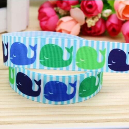 DHK 7/8'' Free shipping whale printed grosgrain ribbon hairbow headwear party decoration diy wholesale OEM 22mm P5214