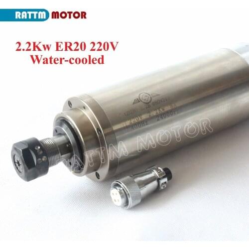 2.2KW WATER-COOLED CNC SPINDLE MOTOR 80x213mm ER20 220V 3 Bearings 220V 24000rpm for CNC Router ENGRAVING MILLING GRIND