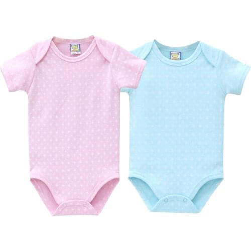 Baby 2 Pcs/lots Clothes Newborn Clothing Boys and Girls Footies Short Sleeve climbing One Piece Overalls