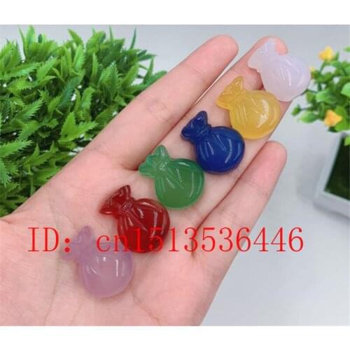 Natural Green Chalcedony Agate Blessing bag Pendant Necklace Fashion Charm Jewelry Carved Amulet Gifts Women Men Sweater Chain