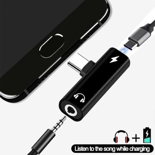 2IN1 Type C To 3.5mm jack Earphone USB 3.0 to Type C OTG Adapter for MacbookPro Xiaomi Huawei Type-C Charging Cable Converter